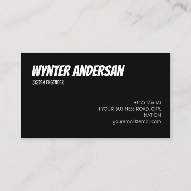 Monogram Modern Black Minimal Individuelle Name Visitenkarte (Rückseite)