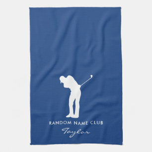 Monogram Modern Blue Club Name Geschirrtuch