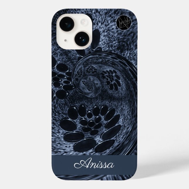 Monogram Modern Blue Denim Swirl Plus Pro Max Case-Mate iPhone Hülle (Rückseite)