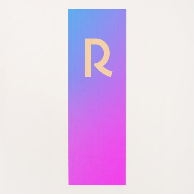 Monogram Modern Blue Hot Pink Gradient Yogamatte (Vorderseite)