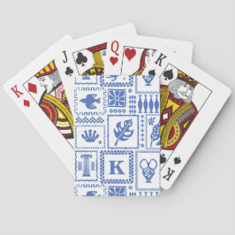 Monogram Modern Blue White Abstrakt Pattern Spielkarten