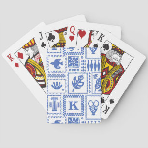 Monogram Modern Blue White Abstrakt Pattern Spielkarten
