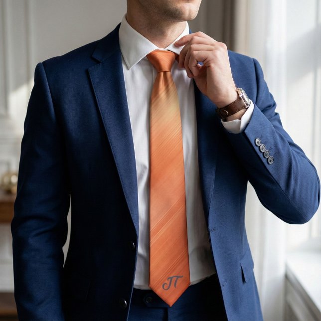 Monogram Modern Brushed Copper Metallic Pattern  Krawatte (Von Creator hochgeladen)