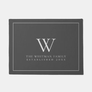 Monogram, Modern Charcoal Grey Doormat Fußmatte