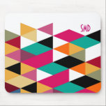 Monogram Modern Colorful Geometric Pattern Mousepad<br><div class="desc">Moderne bunt geometrische Muster. Weiße Hintergrundfarbe änderbar, da das Muster einen transparenten Hintergrund hat. Mehrere Variationen dieses Designs inklusive verschiedener Farbkombinationen. Mehrfarbige Dreiecke bieten Ihnen unendlich viele Möglichkeiten. Fast jede Hintergrundfarbe sieht gut aus. Wenn Sie Hilfe bei der Anpassung eines meiner Designs benötigen, kontaktieren Sie ArtOnWear Designer. Kostenlose Textformatierung mit...</div>