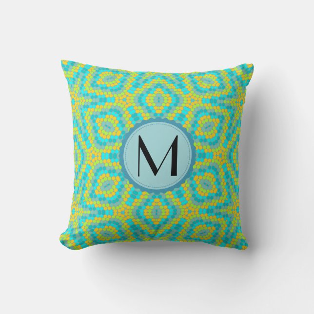 Monogram Modern Colorful Stars Muster Kissen (Vorderseite)