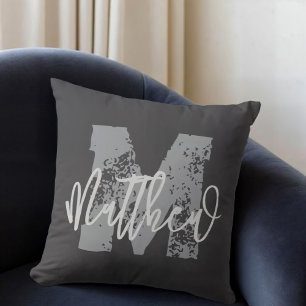 Monogram Modern Cool Grunge Fügen Sie Ihren Namen  Kissen