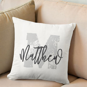 Monogram Modern Cool Grunge Fügen Sie Ihren Namen  Kissen