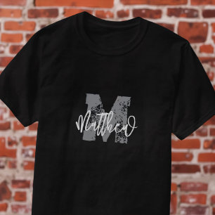 Monogram Modern Cool Grunge Fügen Sie Ihren Namen  T-Shirt