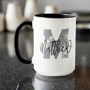 Monogram Modern Cool Grunge Fügen Sie Ihren Namen Tasse