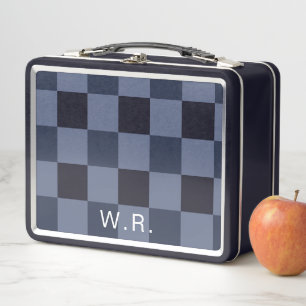 Monogram Modern Cottagecore Gingham Karo Kariert Metall Brotdose
