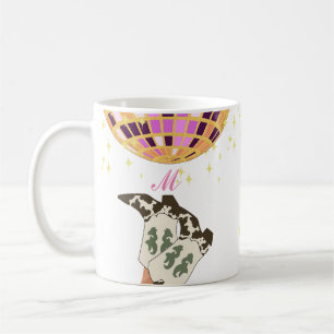 Monogram Modern Cowgirl Legs Cowboy Disco Ball Kaffeetasse