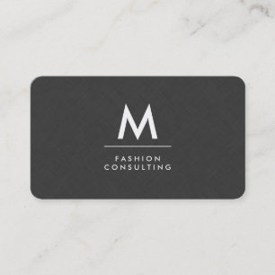 Monogram Modern Dark Gray Linen Imitate Muster Visitenkarte