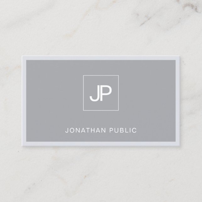 Monogram Modern Elegangray Einfach Schlicht trendy Visitenkarte (Vorderseite)