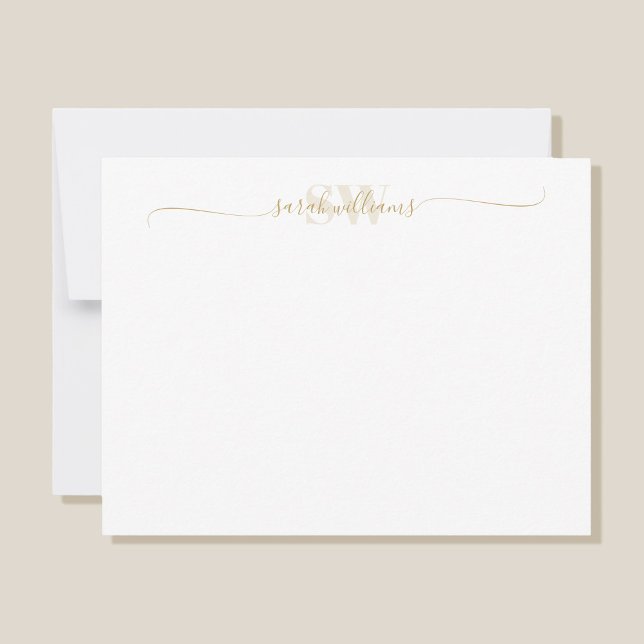 Monogram Modern Elegant Chic Script Name Mitteilungskarte (Von Creator hochgeladen)