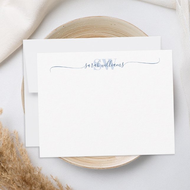 Monogram Modern Elegant Chic Script Name Mitteilungskarte (Von Creator hochgeladen)