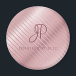 Monogram Modern Elegante Rose Gold Template Magnet<br><div class="desc">Monogram Modern Elegant Rose Gold Template Round Magnet.</div>