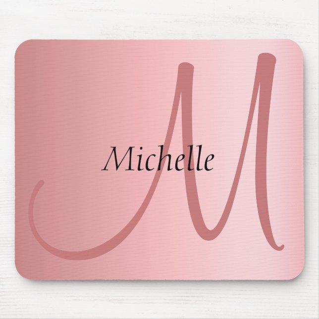 Monogram Modern Elegante Rose Gold Template Mousepad (Vorne)
