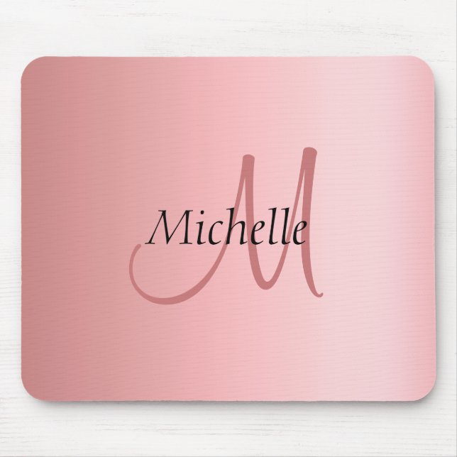 Monogram Modern Elegante Rose Gold Template Mousepad (Vorne)