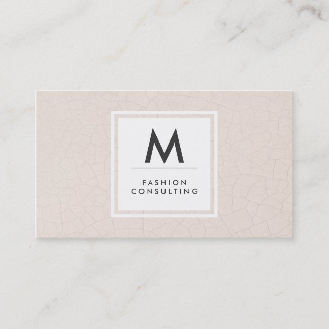 Monogram, Modern Fractured Pattern Beige Visitenkarte (Vorderseite)