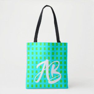 Monogram Modern Fun Aqua Blau und Grün