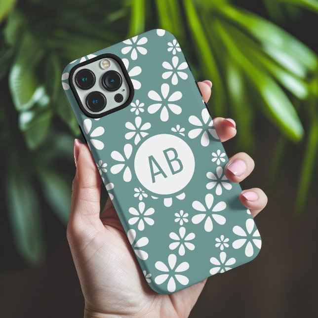 Monogram Modern Girl Floral Pattern Personalisiert Case-Mate iPhone Hülle (Von Creator hochgeladen)