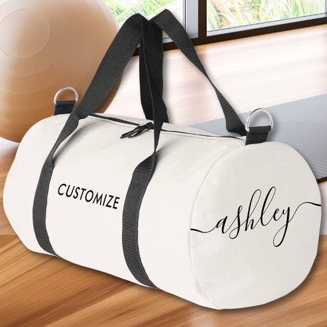 Monogram Modern Girly Script Calligraphy Name Chic Duffle Bag (Von Creator hochgeladen)