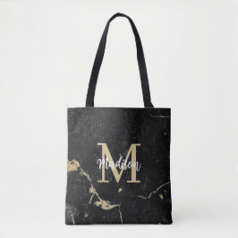 Monogram Modern Gold Black Marble