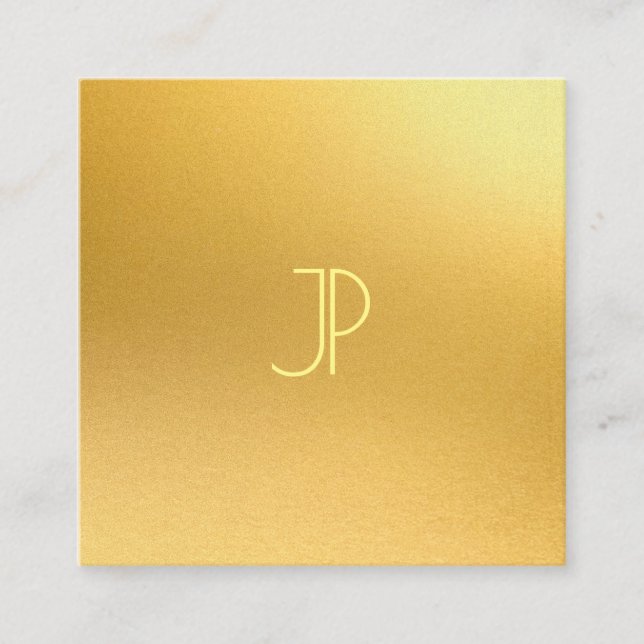 Monogram Modern Gold Elegant Template Luxuriös Quadratische Visitenkarte (Vorderseite)