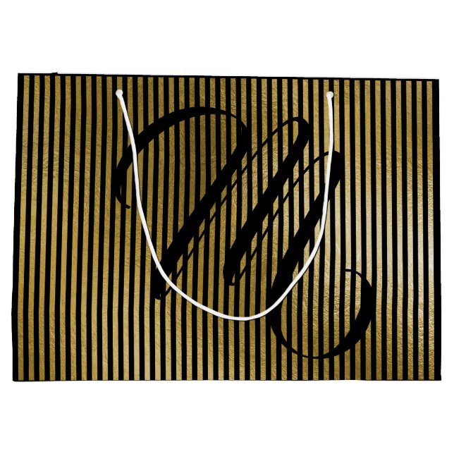 Monogram Modern Gold Strips VIP Jubiläum Große Geschenktüte (Rückseite)