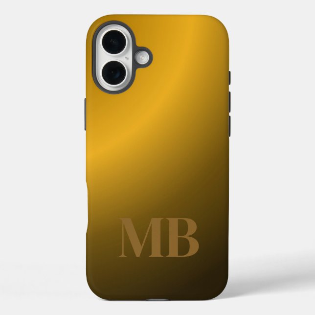 Monogram Modern Gold Tiger Eye Case-Mate iPhone Hülle (Rückseite)