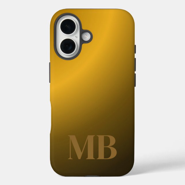Monogram Modern Gold Tiger Eye Case-Mate iPhone Hülle (Rückseite)