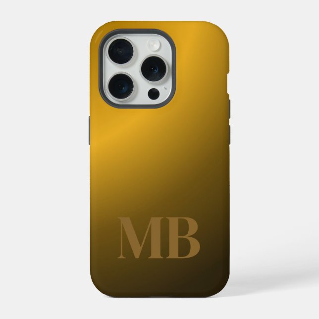 Monogram Modern Gold Tiger Eye iPhone Hülle (Rückseite)