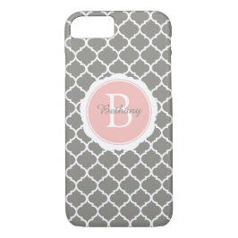 Monogram Modern Grau Pink Geometric Case-Mate iPhone Hülle