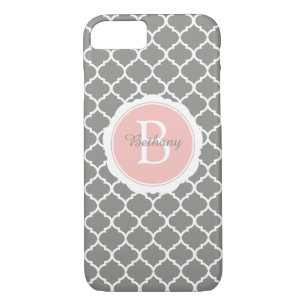 Monogram Modern Grau Pink Geometric Case-Mate iPhone Hülle