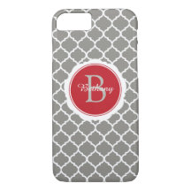 Monogram Modern Gray Red Geometric