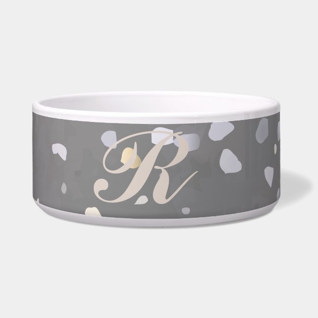 Monogram Modern Gray Terrazzo Napf (Vorderseite)