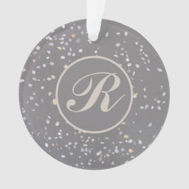 Monogram Modern Gray Terrazzo Ornament