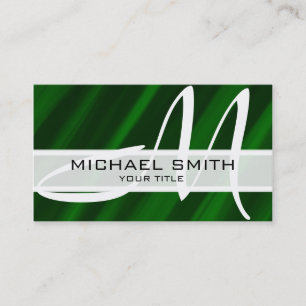 Monogram Modern Green Abstrakt Background Visitenkarte