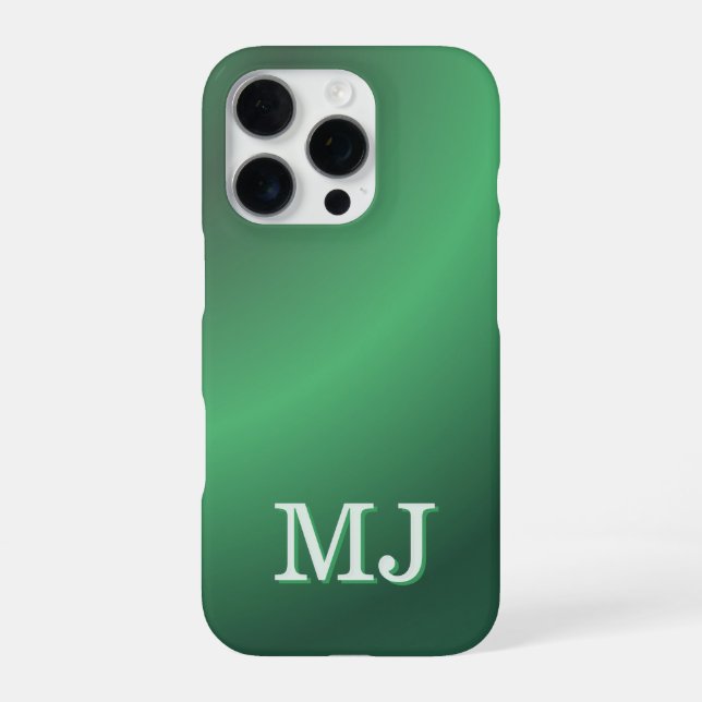 Monogram Modern Green Gradient Holiday iPhone Hülle (Rückseite)