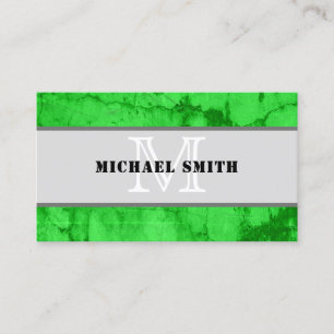 Monogram Modern Green Grunge Hintergrund Visitenkarte