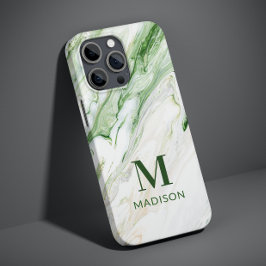 Monogram Modern Green White Personalisiert Case-Mate iPhone Hülle