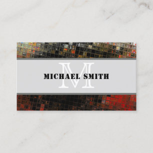 Monogram, Modern Grunge Metal Background #3 Visitenkarte