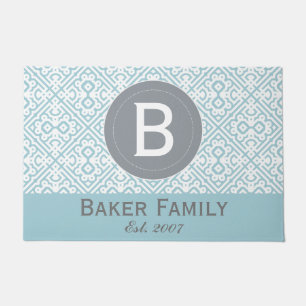 Monogram Modern marokkanischen Stil Door Mat, Gray Fußmatte