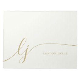 Monogram Modern Minimal Feminine Gold Script Notizblock
