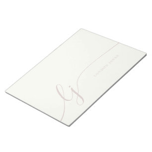 Monogram Modern Minimal Feminine Ivory Rose Script Notizblock