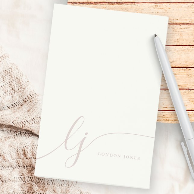 Monogram, Modern Minimal Feminine Rose Pink Ivory Post-it Klebezettel (Von Creator hochgeladen)