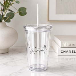 Monogram Modern Minimal handgeschriebenes Skript Acryltrinkbecher