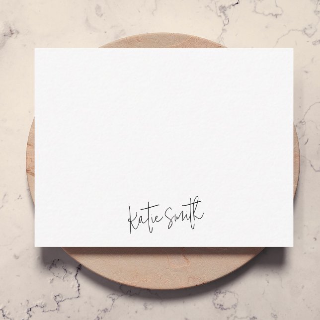 Monogram Modern Minimal handgeschriebenes Skript Mitteilungskarte (Stylish handwritten name note cards by Guava - relaxed, modern, and easily customizable)
