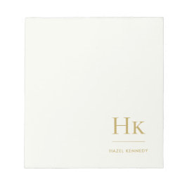 Monogram Modern Minimal Ivory Gold Monogrammed Notizblock